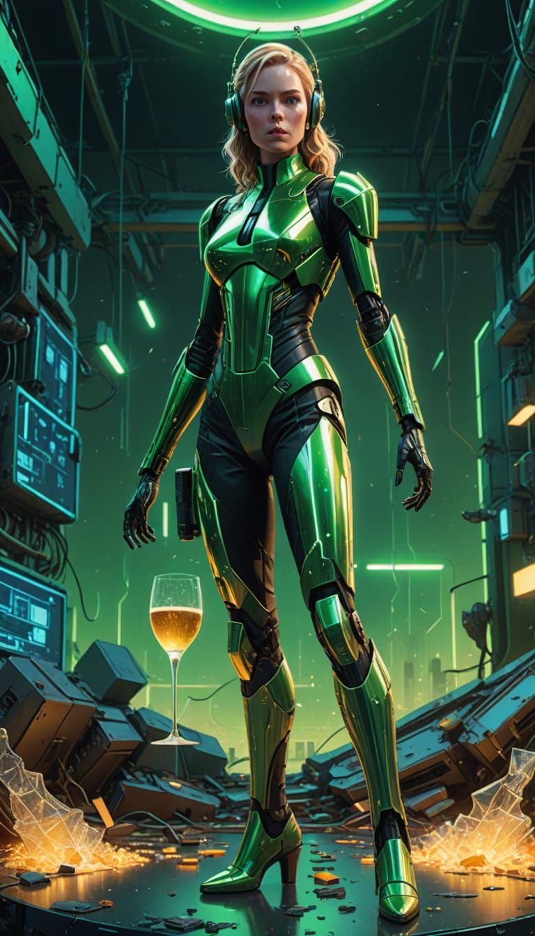 Android Goddess in Neon Futurism