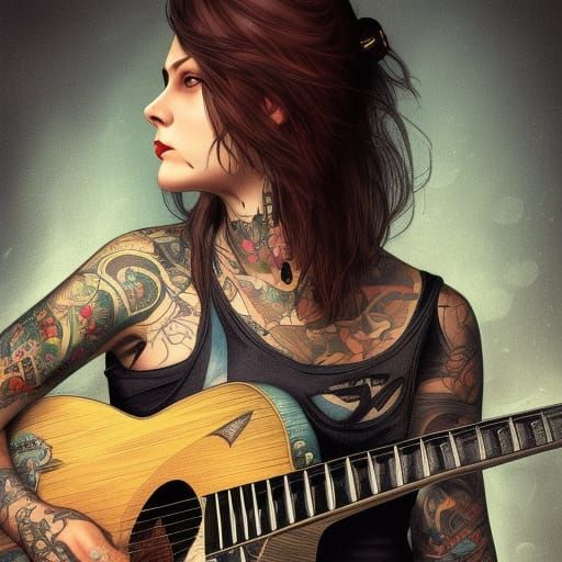 Woman playing guitar