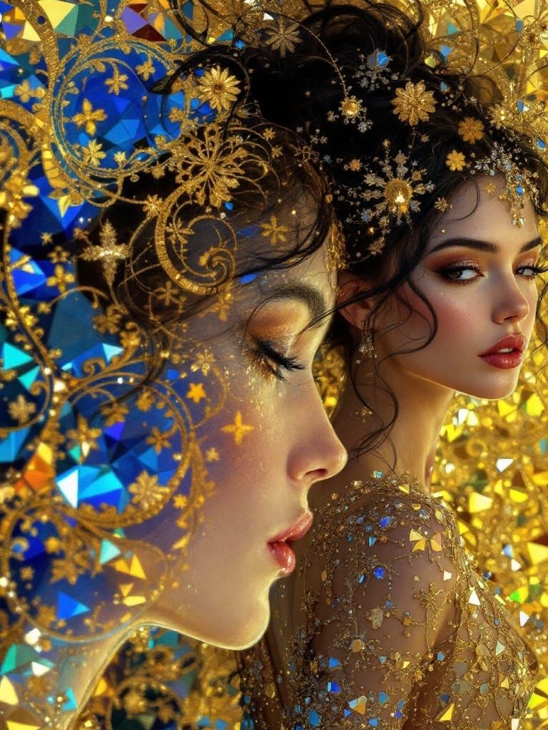 Goddess of Spring in Luminous Gold and Crystal