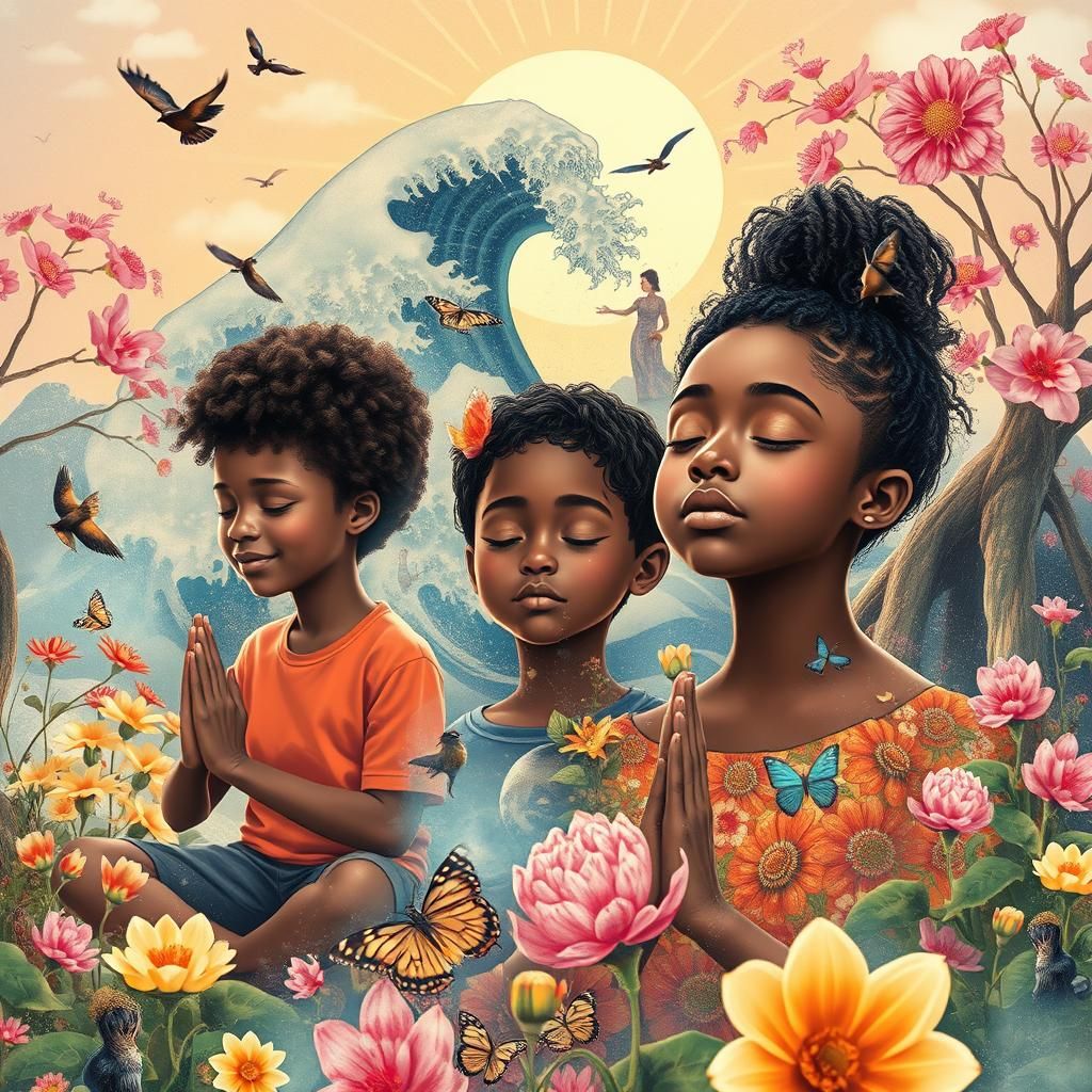 Breathing Kids in Surreal Anime Collage