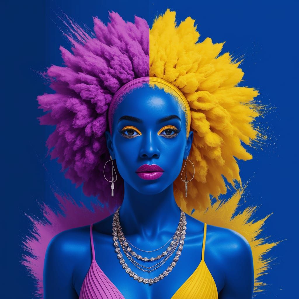 Radiant Cobalt and Vivid Yellow Abstract Powder