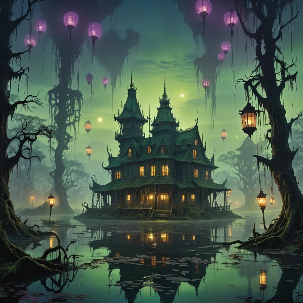 Swamp Hotel: Dark Fantasy Concept Art