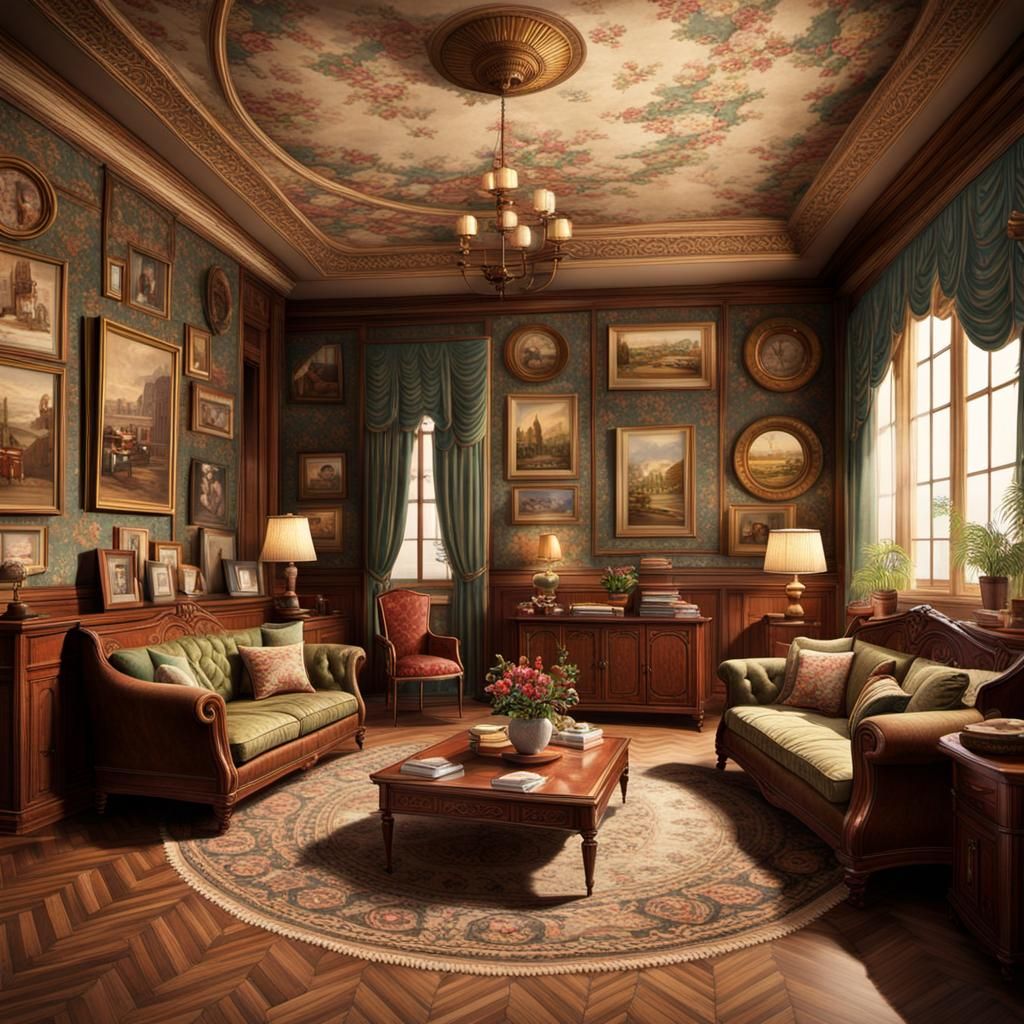 Hyperrealistic Vintage Room Interior Design