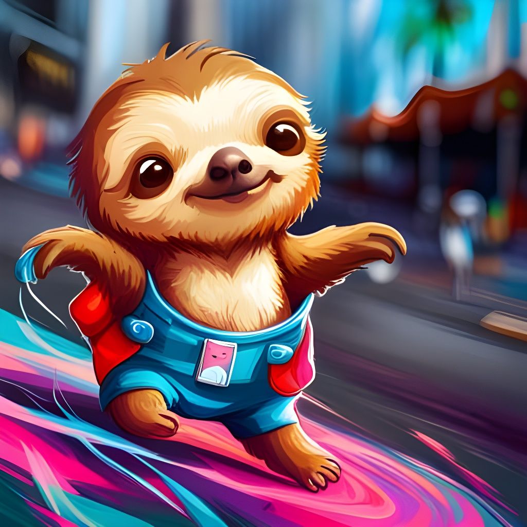 Chibi Sloth Graffiti Art in Ultra Quality