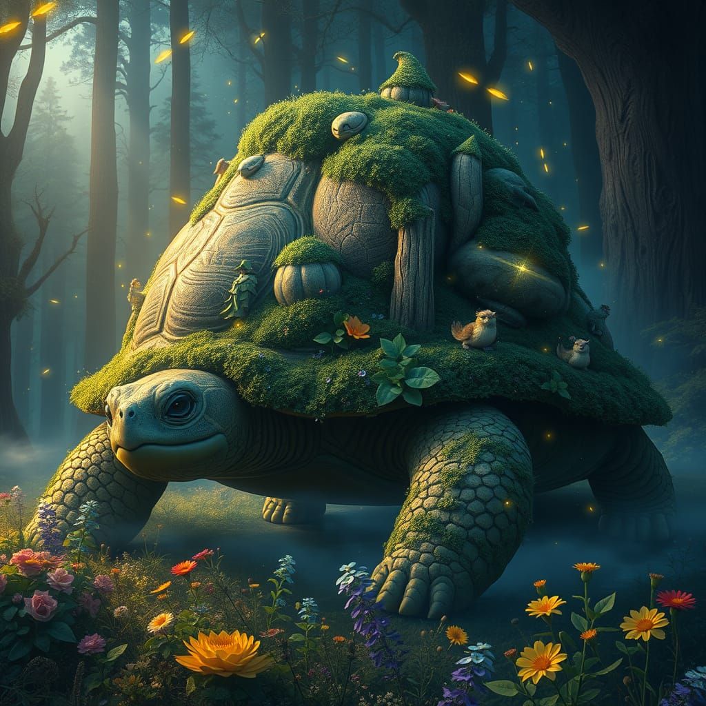 Enchanted Forest Turtle: A Whimsical Landscape