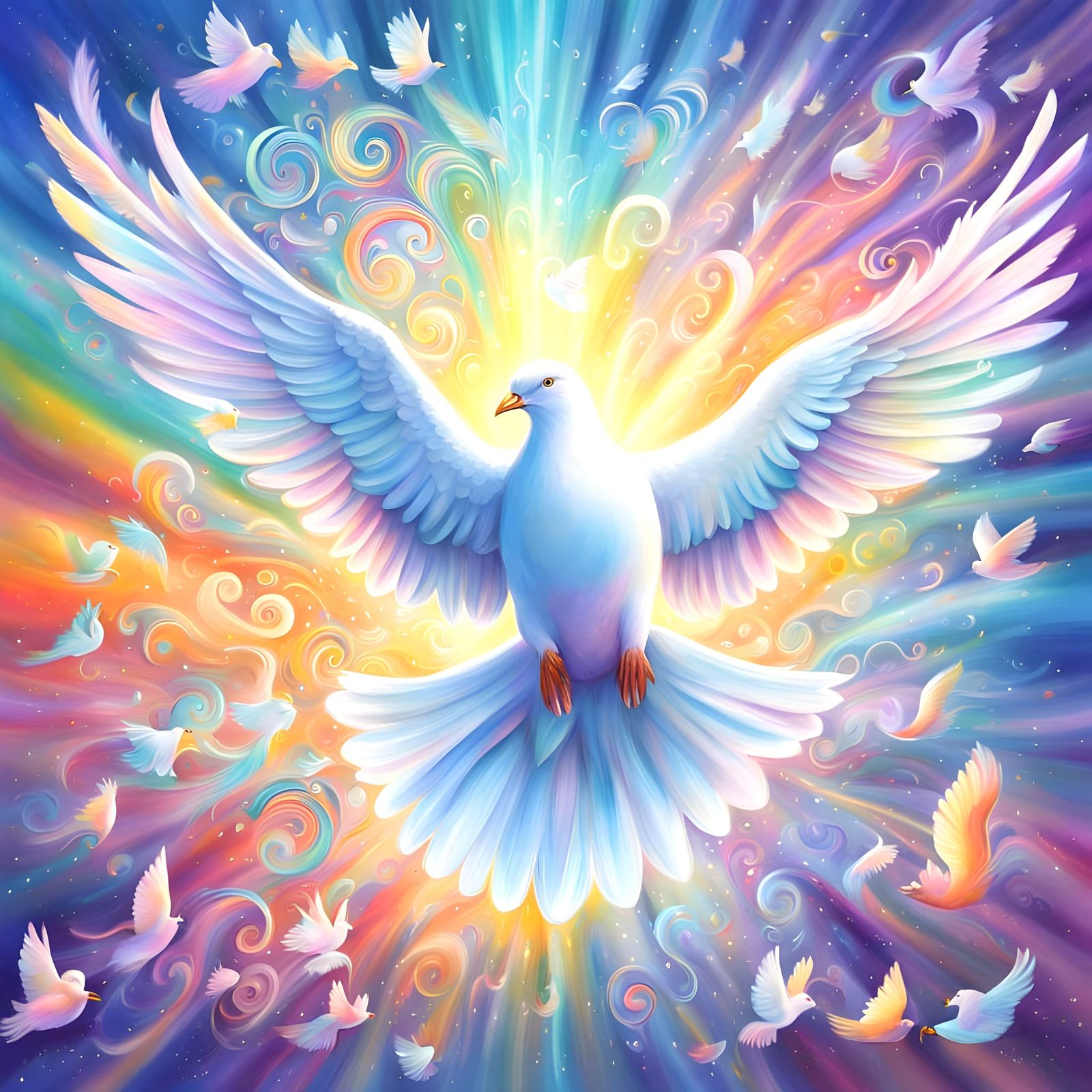 Hearts Overflow with Love and Light in a Vibrant Pastel Land...