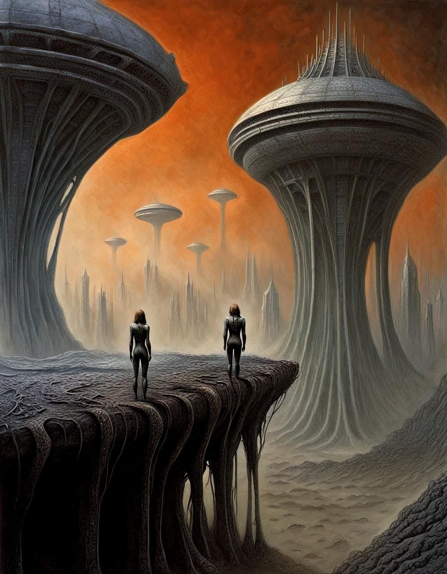 Battlestar Galactica, by Hans Giger, Zdzislaw Beksinski, Mass Effect,