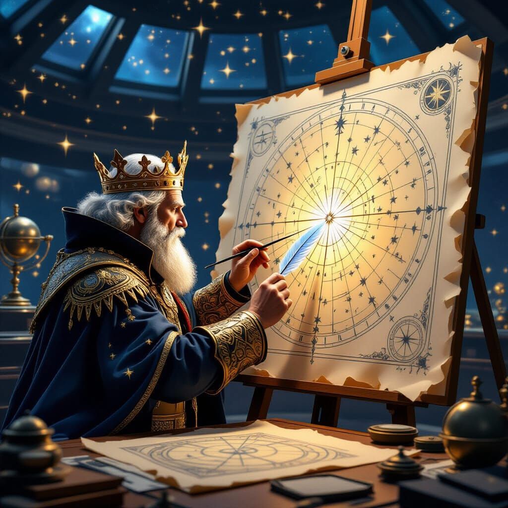 Celestial Cartographer King of Diamonds Draws Constellations