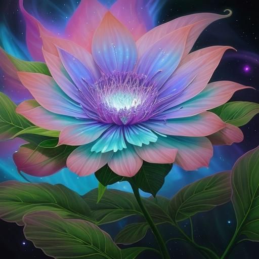 Cosmic Surrealism: Alien Bloom in Nebula