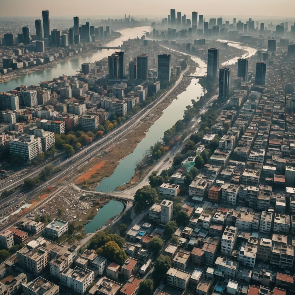 Split-Screen Cityscape: Wealth, Poverty, and a Sustainable F...