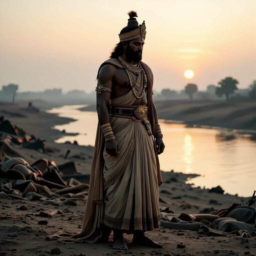 Ashoka's Contemplation: Desolate Battlefield in Cinematic St...