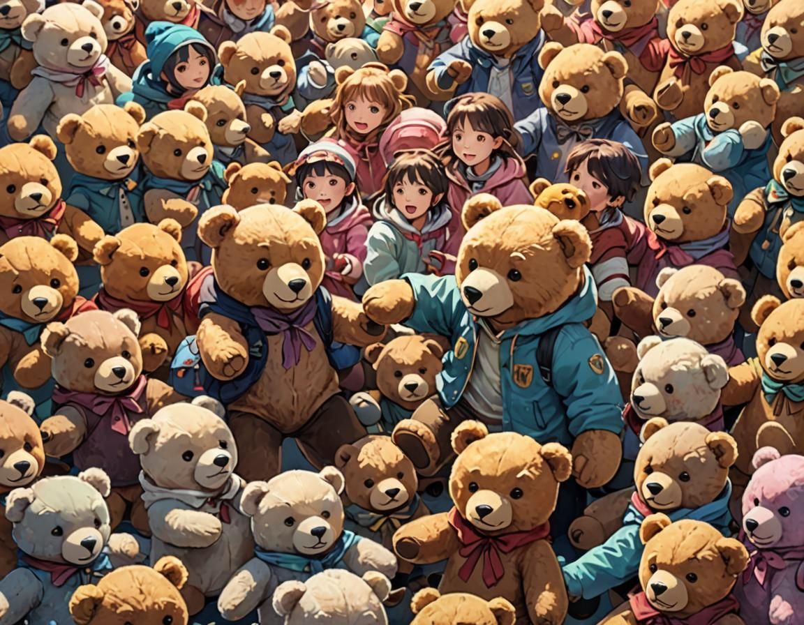 Anime Teddy Bear Capture in 3D Rendered Style