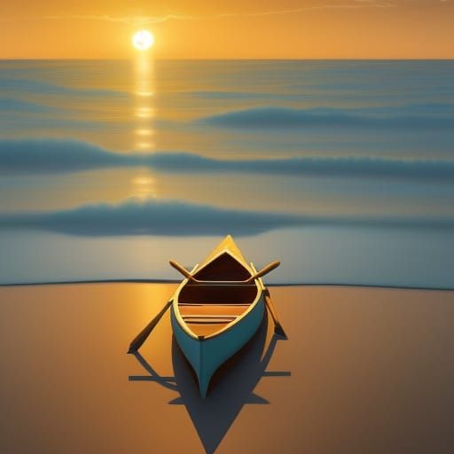 Sunrise Beach Canoe: Hyperdetailed Artstation Concept
