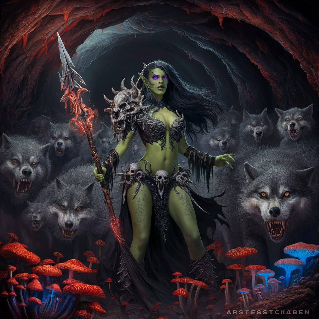 Orc Barbarian Cultist in a Sinister Tunnel