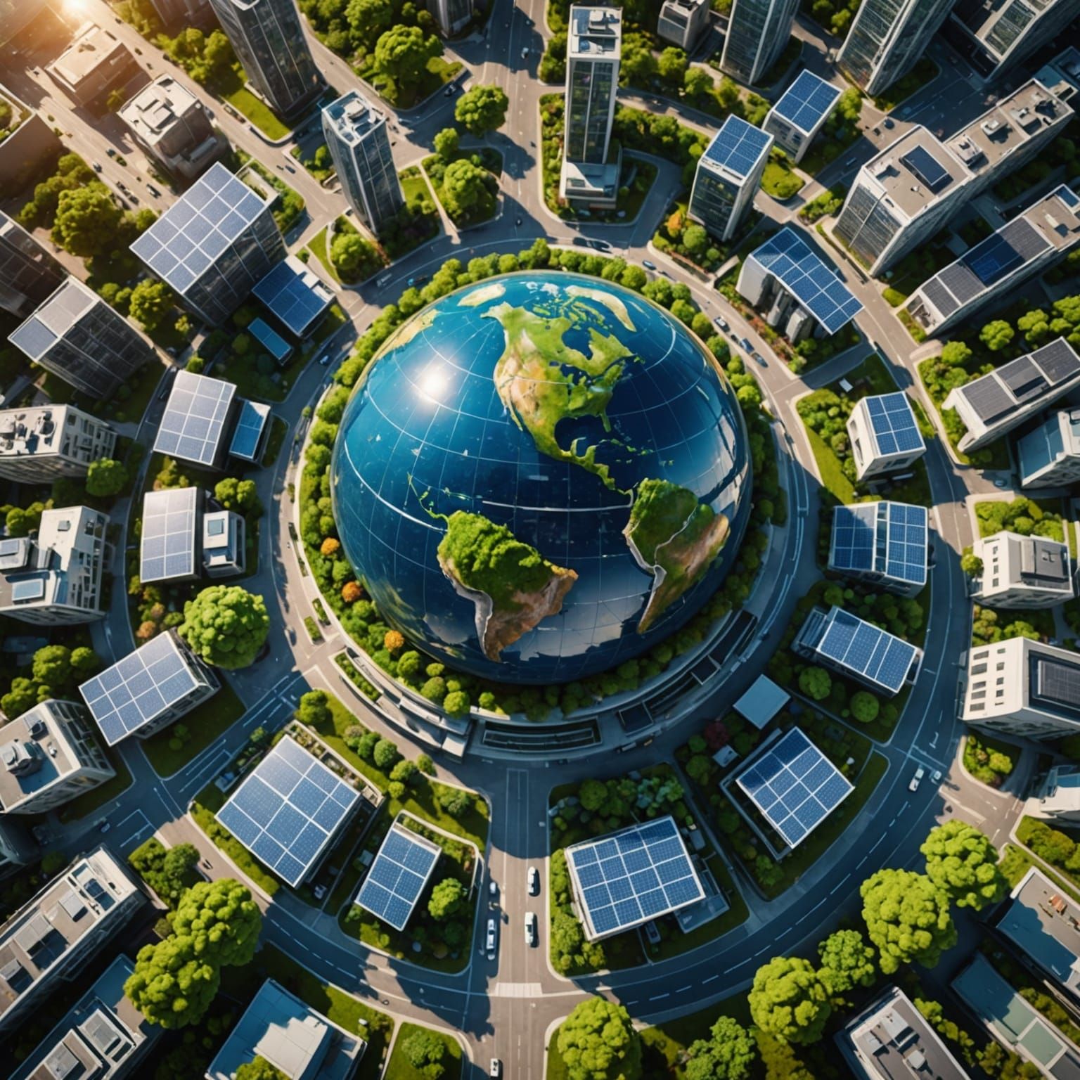 Epic Futuristic Solarpunk Globe Illuminated by Nature