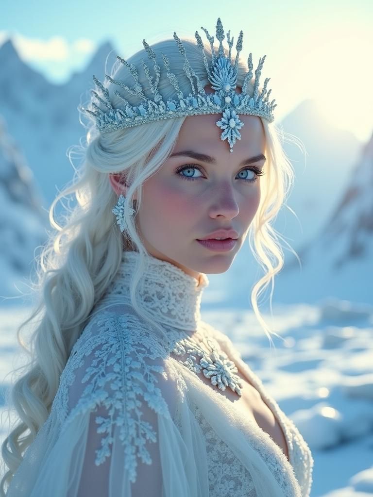 Snow Queen Portrait in Photorealistic Style