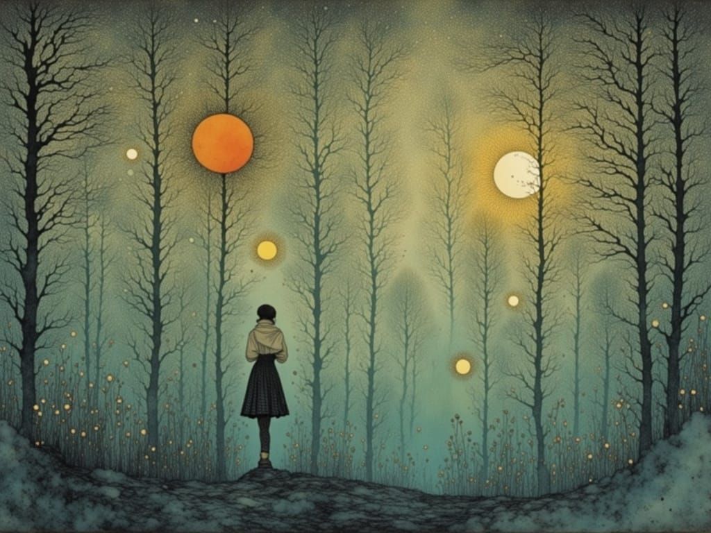 Surreal Night-to-Day Landscape Illustration