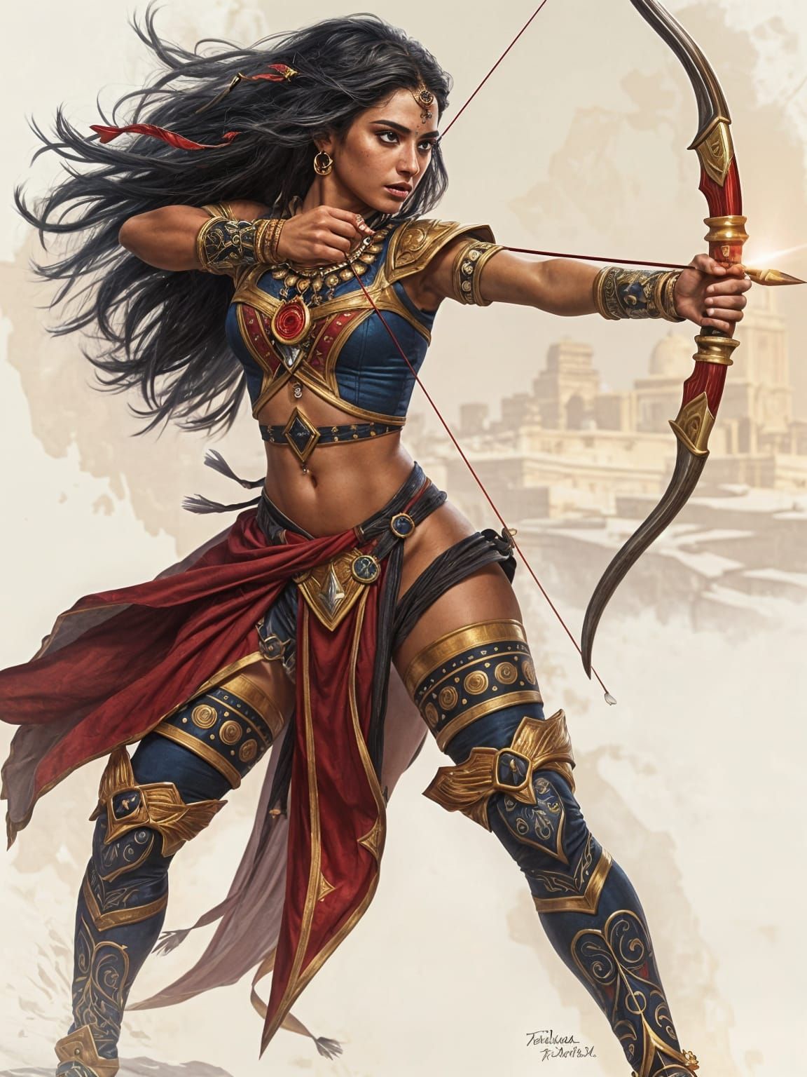 Majestic Indian Warrior Princess in Traditional Armor