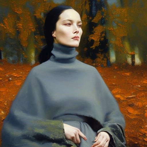 Gothic Autumn Portrait in Oil Painting Style