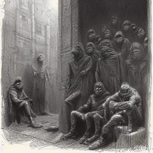 Men in Shadows: A Gothic Horror Scene