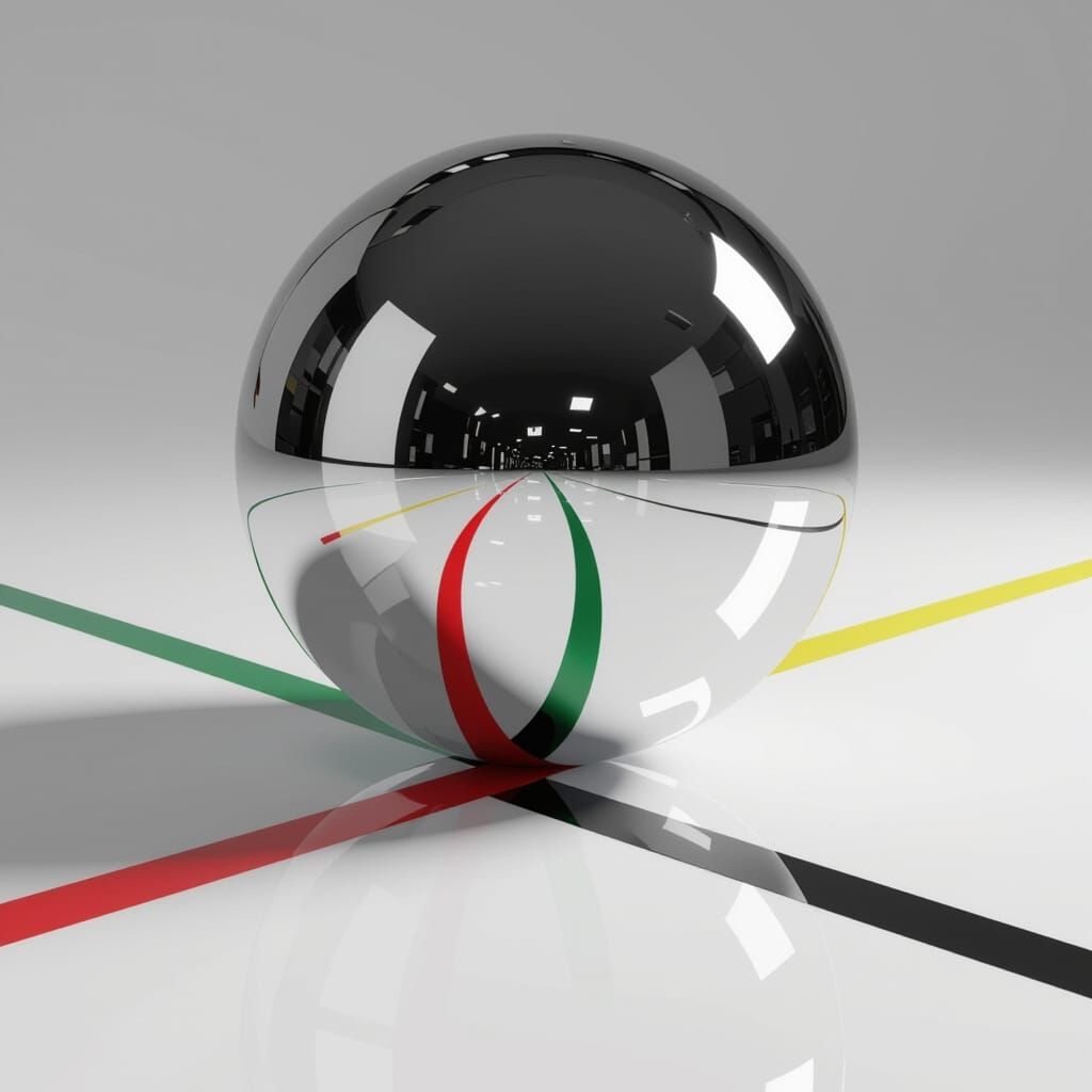 Photorealistic Chrome Ball with Colored Lines