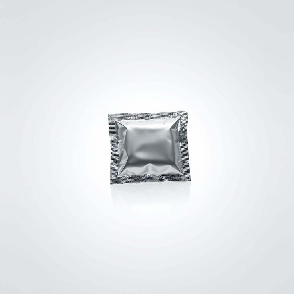 Sleek Futuristic Condom on Minimalist White Background