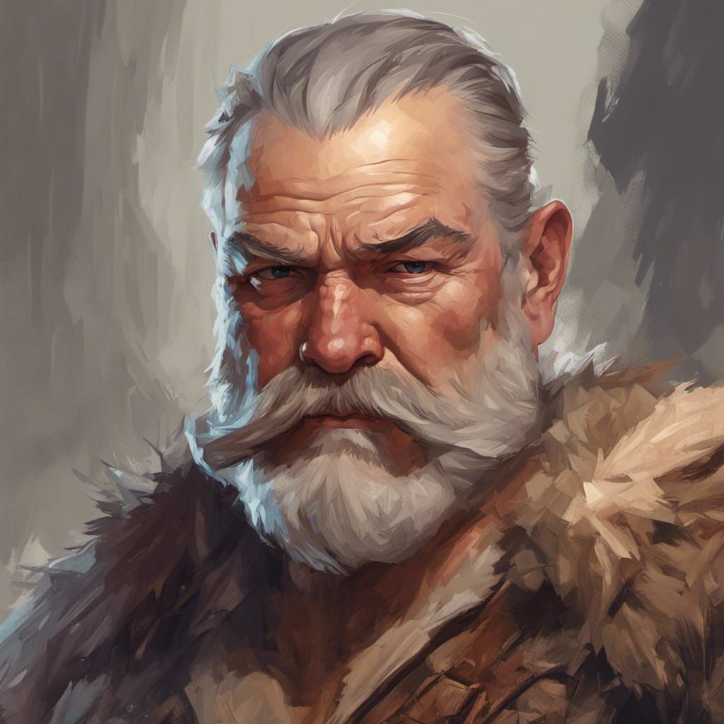 Half-Orc Hemingway Barbarian Portrait in Artgerm Style