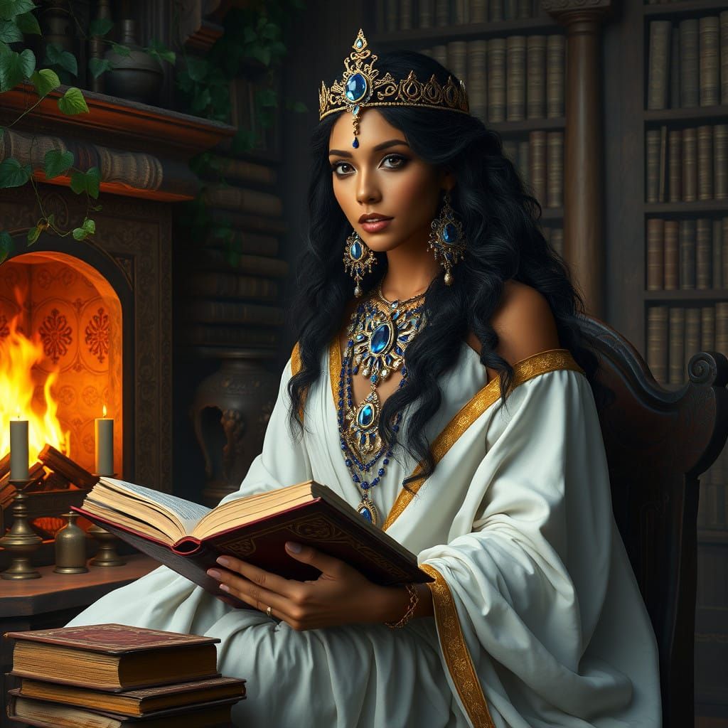 Serenely Contemplative Queen of Heaven and Earth in Ancient...