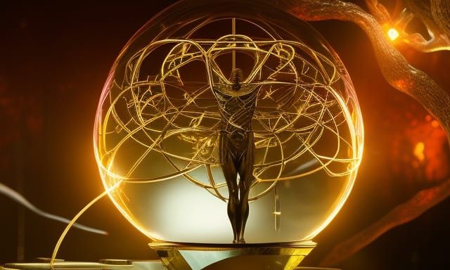 Surreal Vetruvian Man, Photorealistic Cyberpunk Masterpiece