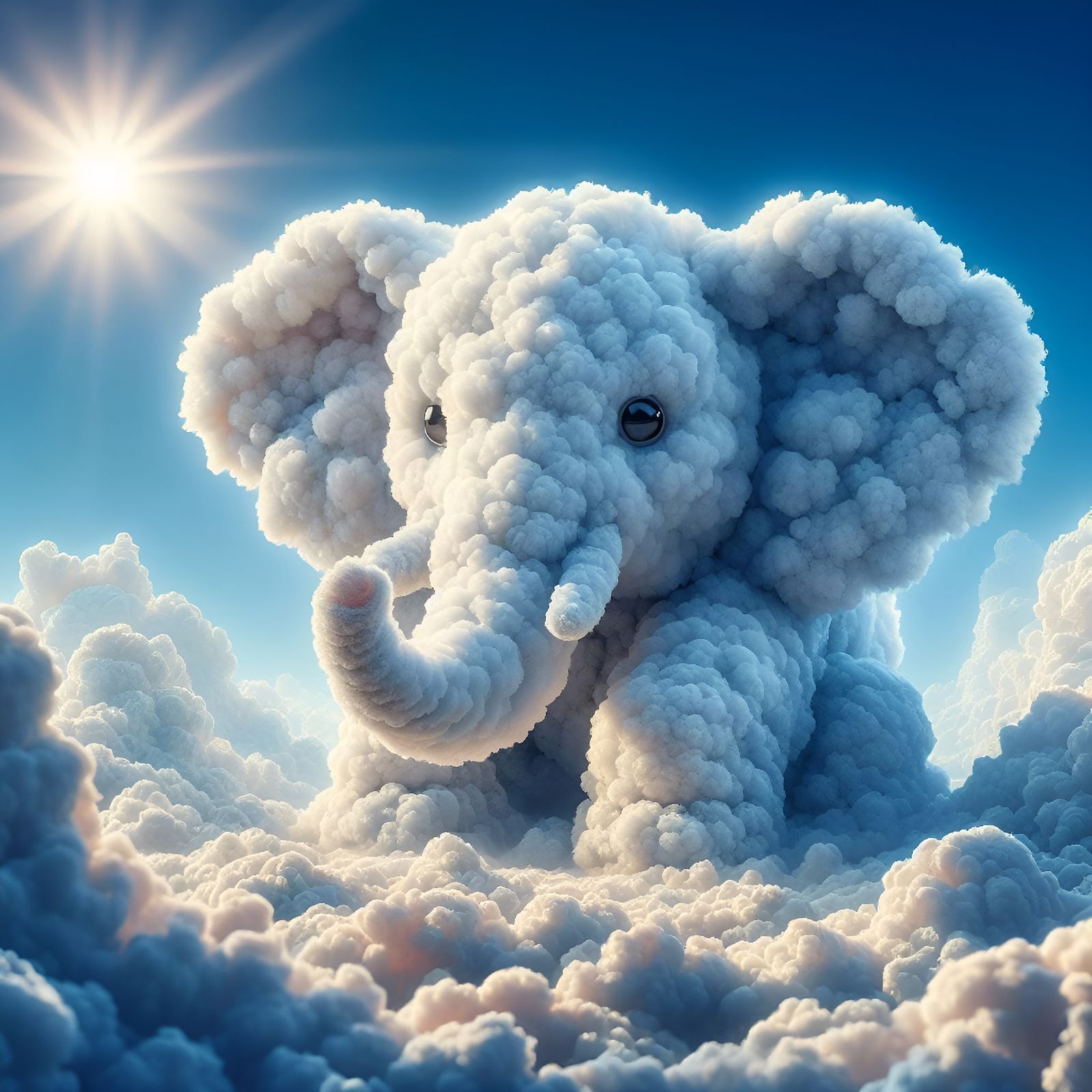 Cloud Elephant Calf: Ethereal Dreamscape