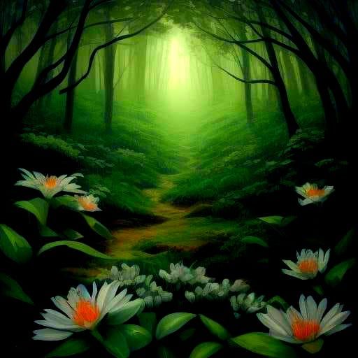 Hyperrealistic Rainforest Oil Painting with Orchids