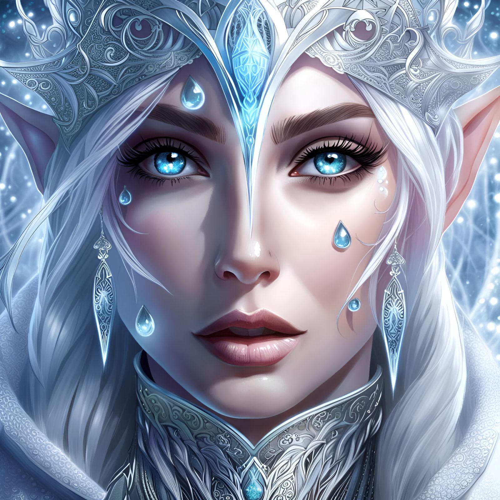 Icy Elf Portrait in Eldritch Style