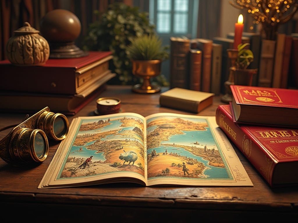 Victorian Study with Martian Postcards and Vintage Astronomy...