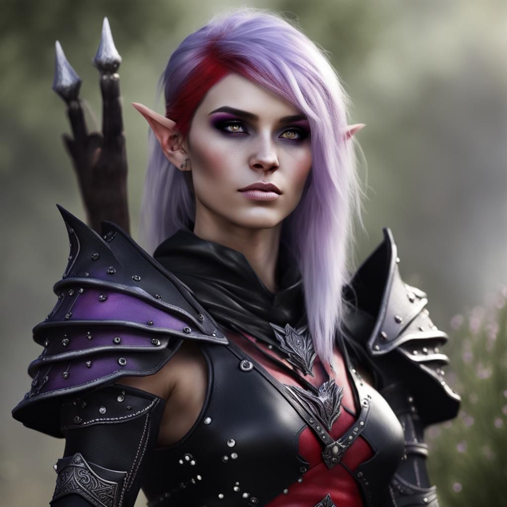 Drow Elf Ranger in Studded Leather Armor