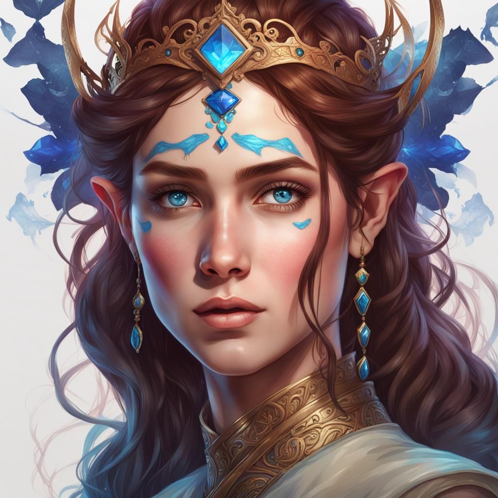 Elvish Princess Portrait in Art Nouveau Style