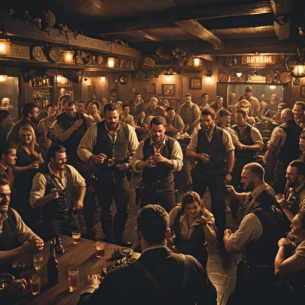 Vibrant Tavern Scene in a Gritty Cyberpunk Aesthetic