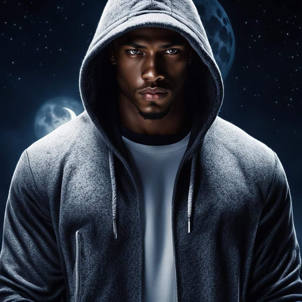 Hooded Figure in Dramatic, Detailed Nightscape