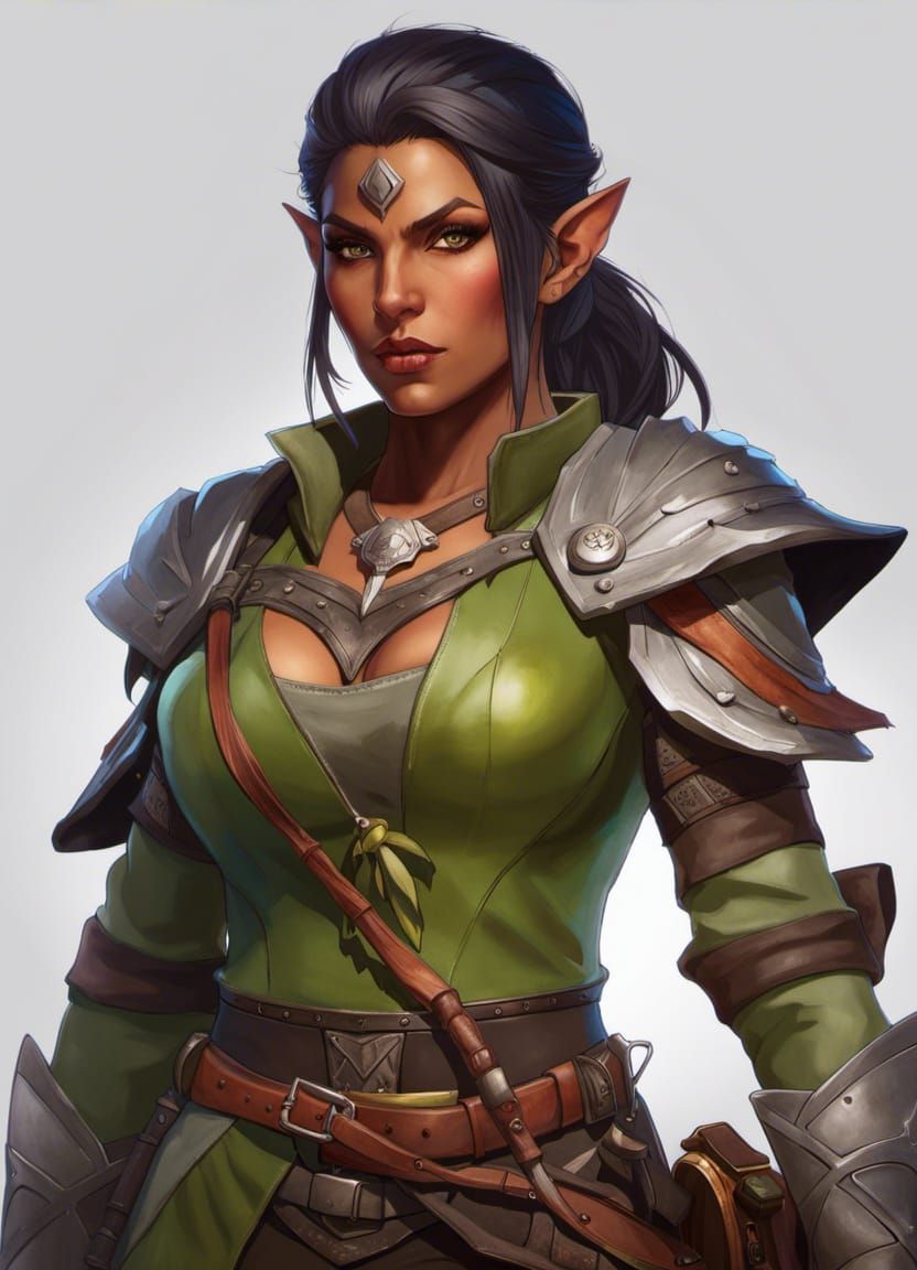 Half Orc Ranger Portrait in Hyperdetailed Art Style