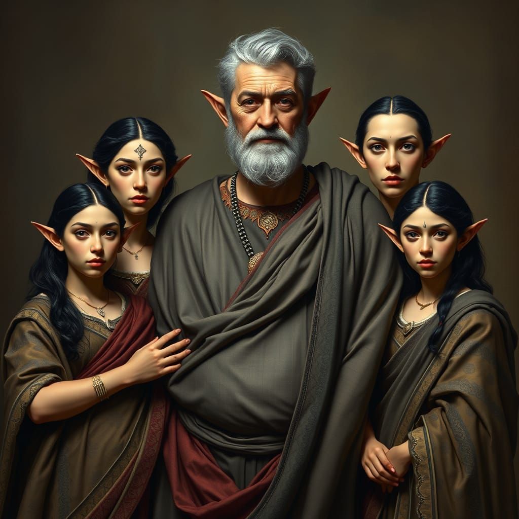 Roman Family Portrait in Hyperrealistic Style