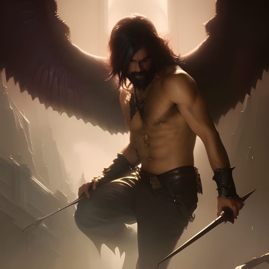 Dark Angel: Head and Shoulders Portrait in Ethereal Style