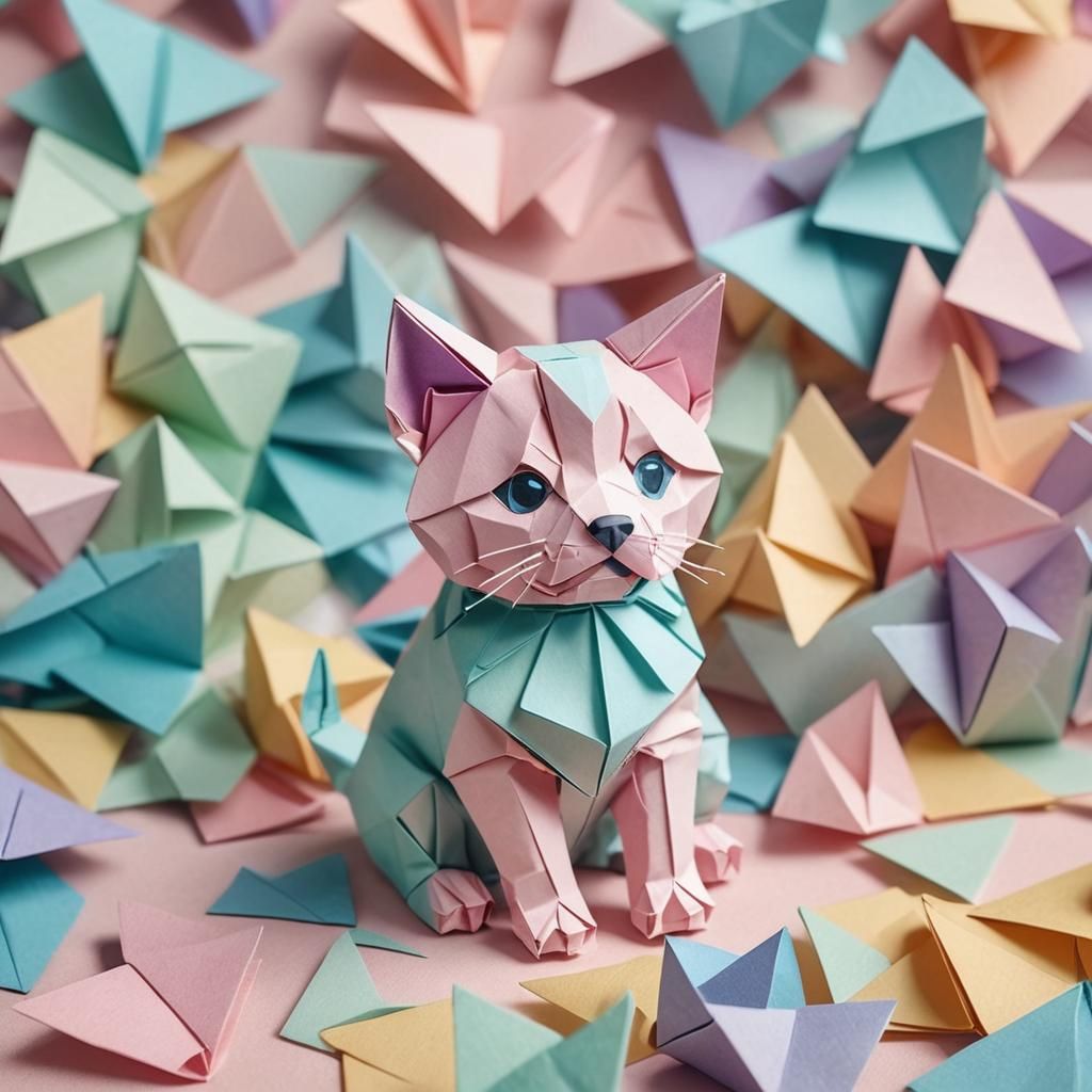 Origami Puppy Papercraft in Soft Focus