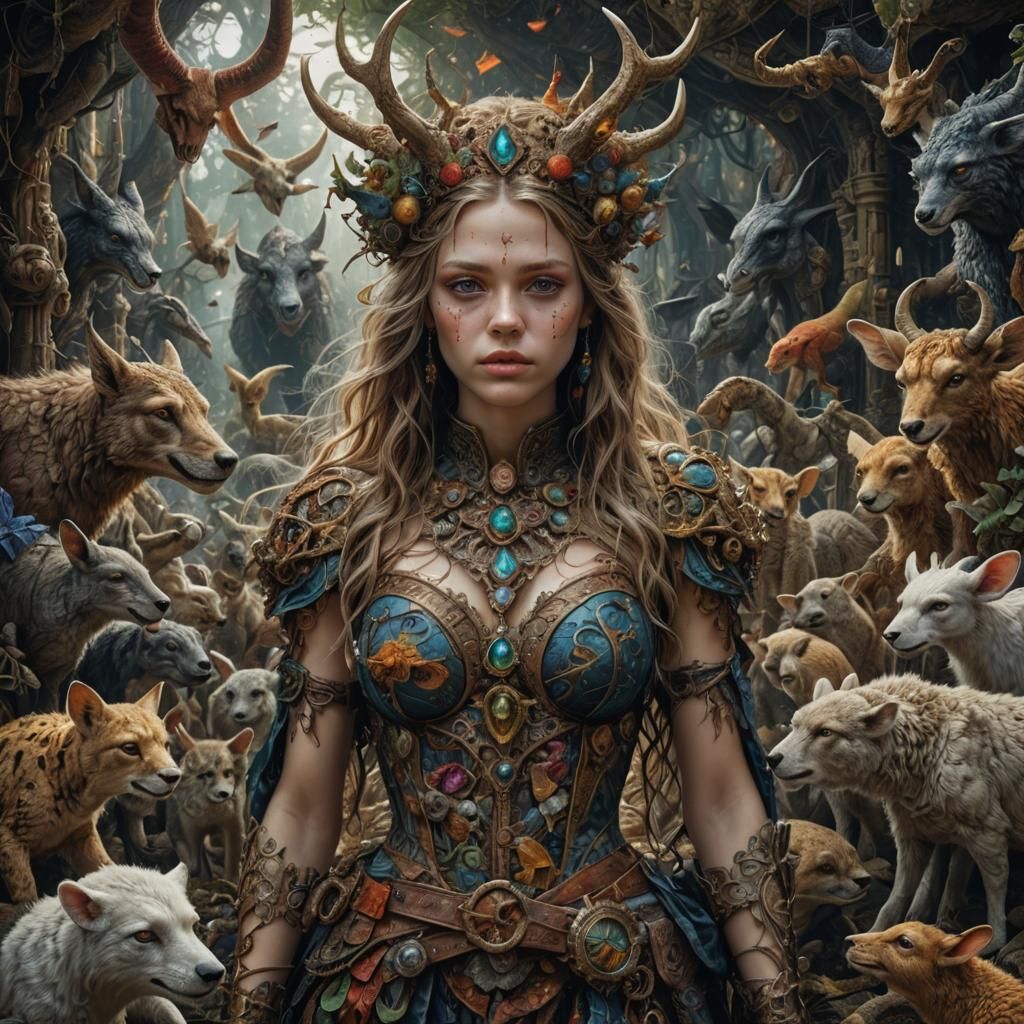Surreal Fantasycore Art with Humans and Animals