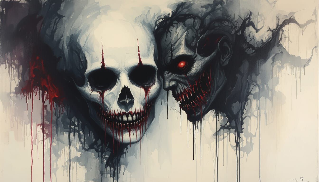 Evil Horror Landscape in 8k Oil Painting