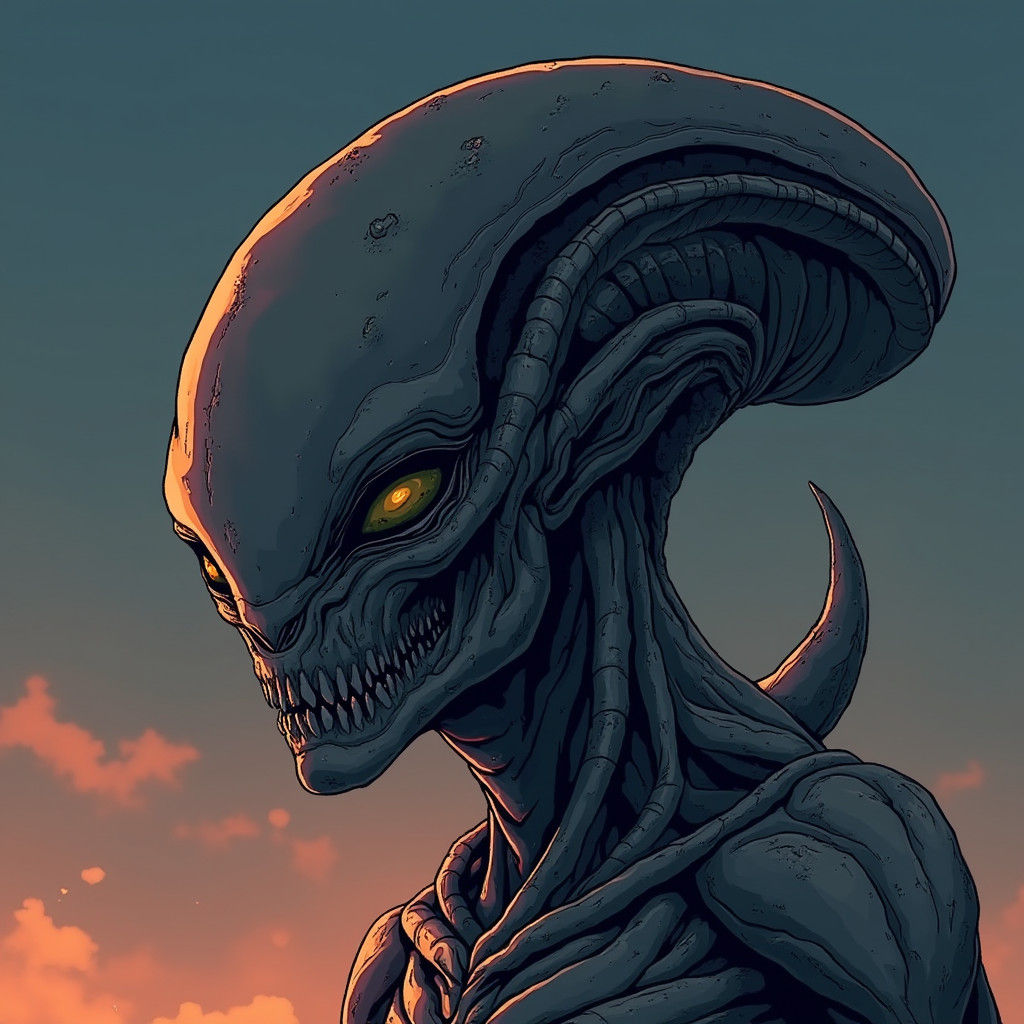 Otherworldly Alien in Anime Style with Organic Textures
