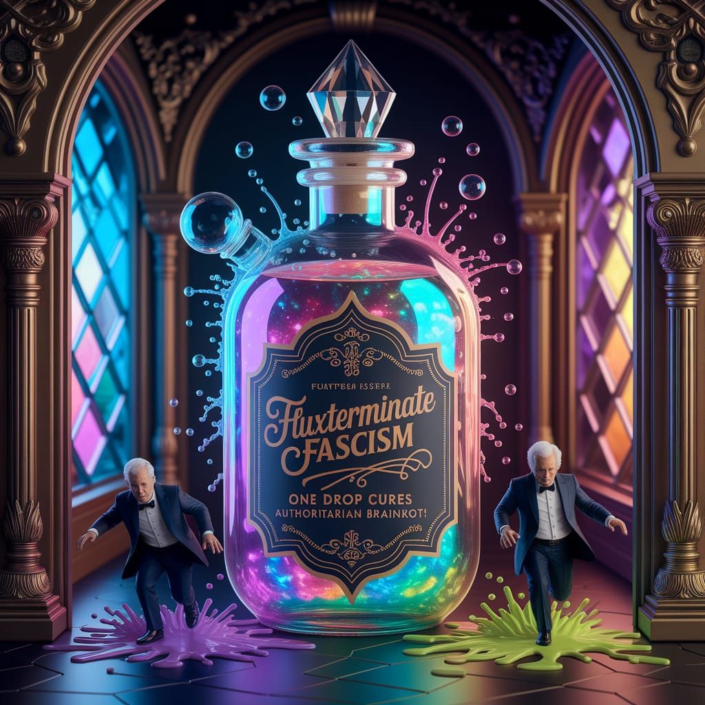 Surreal Magical Apothecary Potion Bottle in Vintage Script