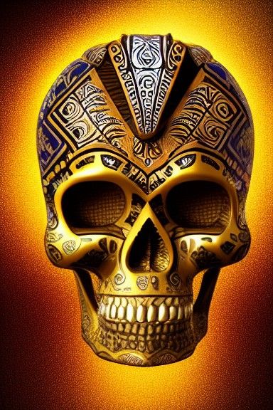 Golden Aztec Skull: Photorealistic Eldorado