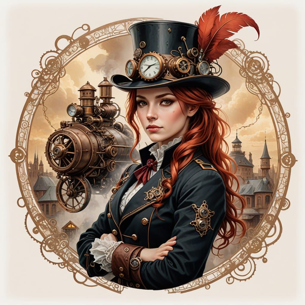 Elegant Steampunk Portrait in Victorian Style