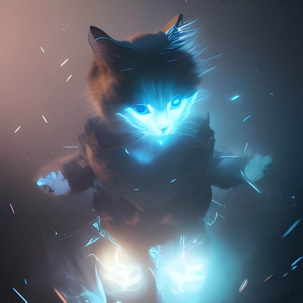 Ultra Instinct Cat in Dark Fantasy Style