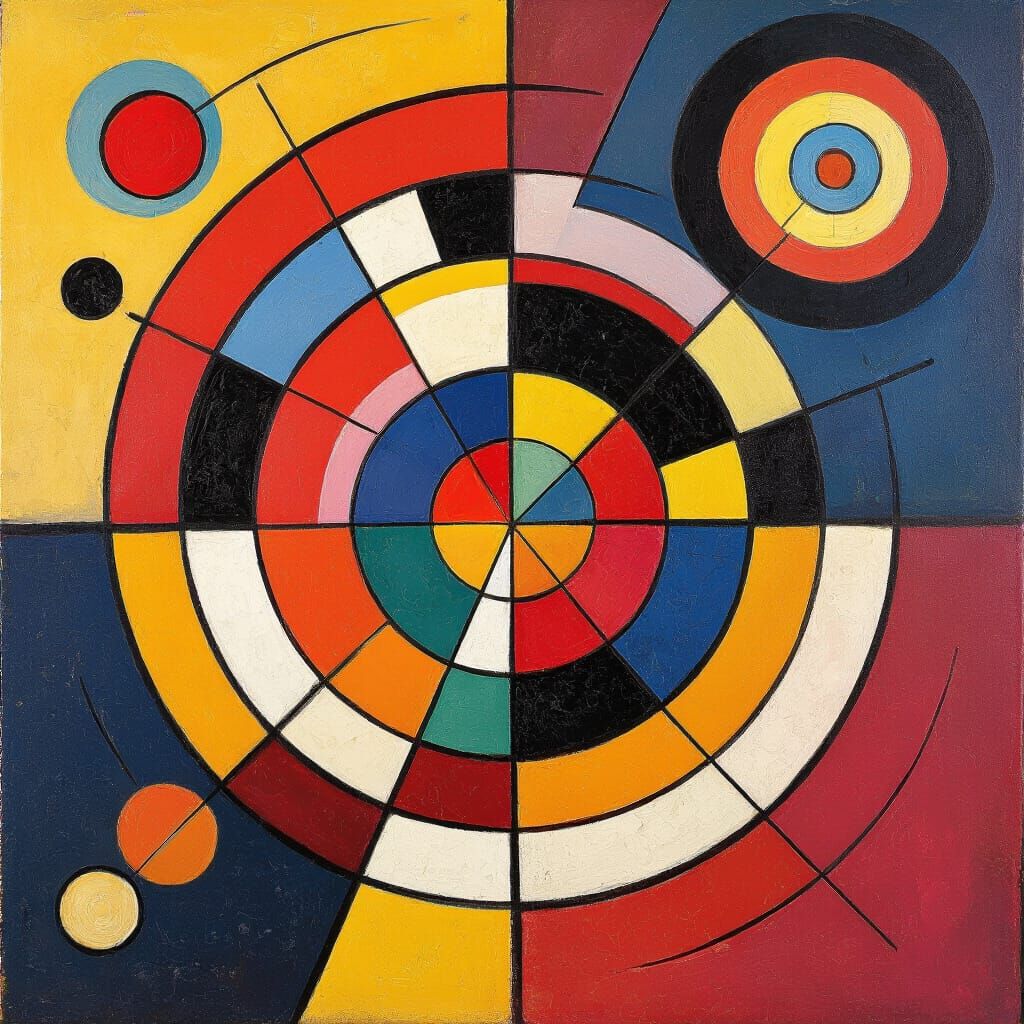 Abstract Expressionist Painting with Dynamic Lines and Shape...