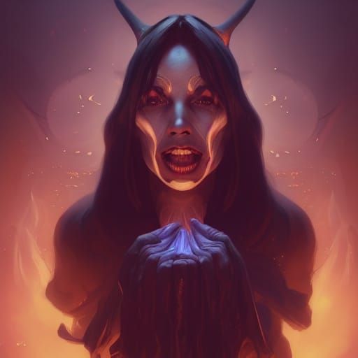 Detailed Portrait of a Satanic Witch